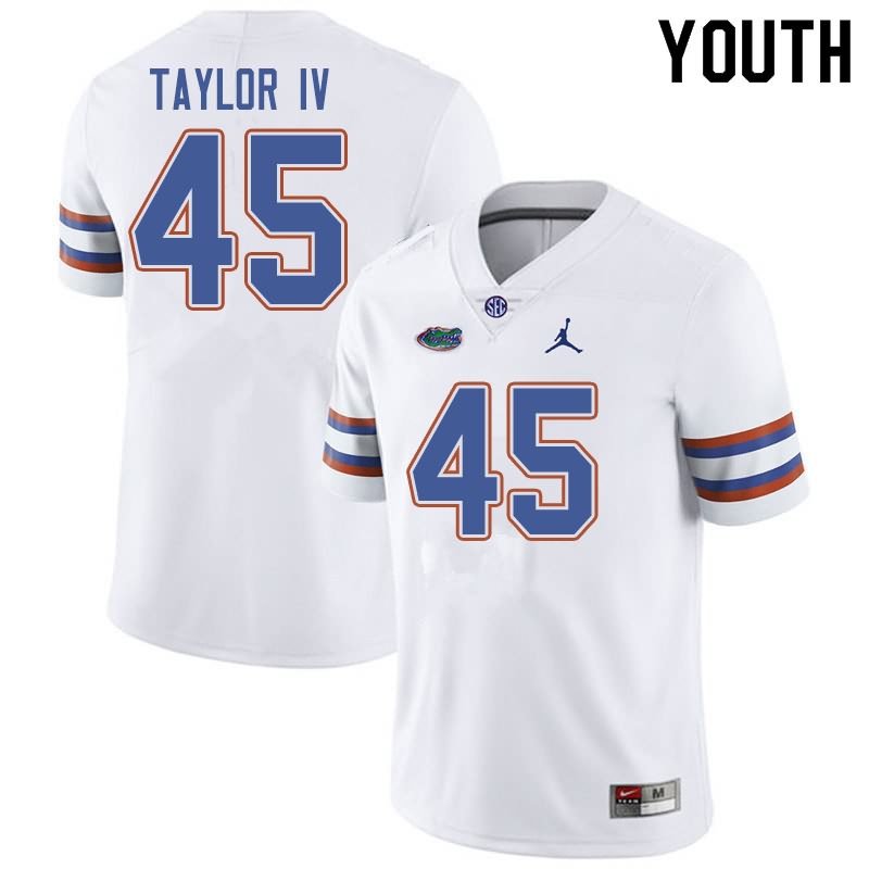 NCAA Florida Gators Clifford Taylor IV Youth #45 Jordan Brand White Stitched Authentic College Football Jersey TRU2764OL
